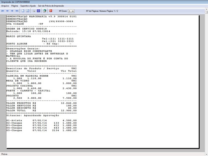 Imagens do Programa Marcenaria v5.9 Plus