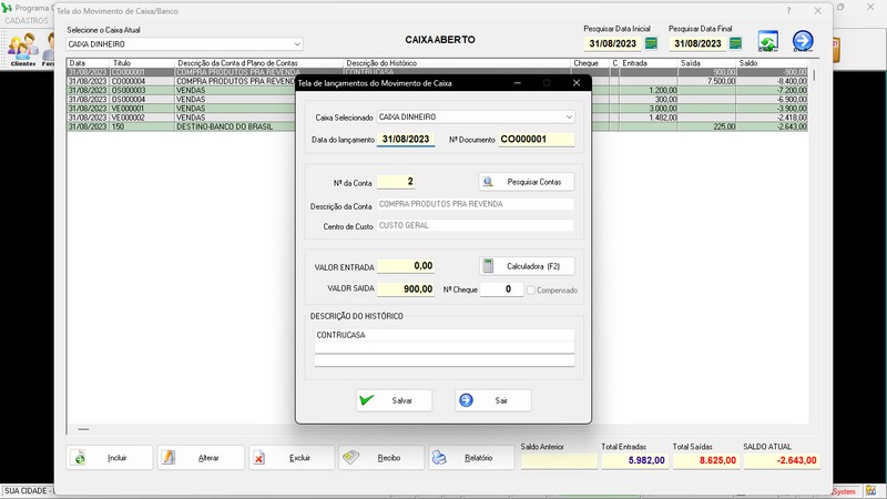 Imagem do Programa Serralheria, Agendamento e Financeiro 6.3 Plus