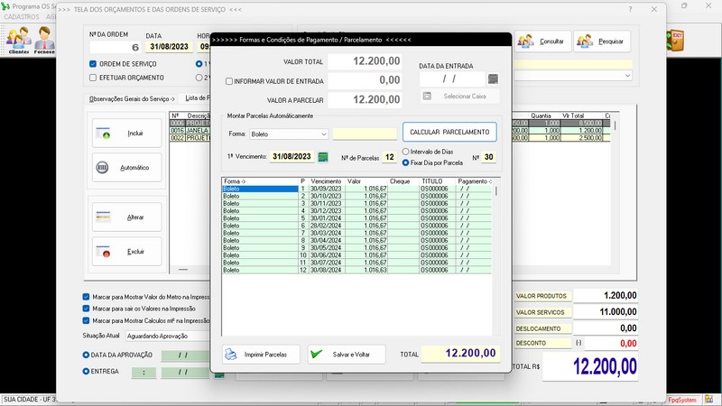 Imagem do Programa Serralheria, Agendamento e Financeiro 6.3 Plus