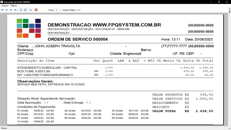 Imagens do Programa Vidraaria e Esquadria v6.7 Plus