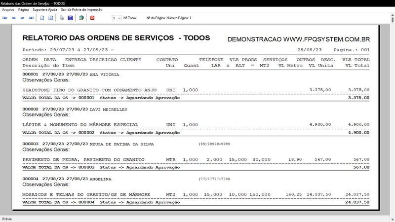 Imagens do Programa Marmoraria v6.8 Plus