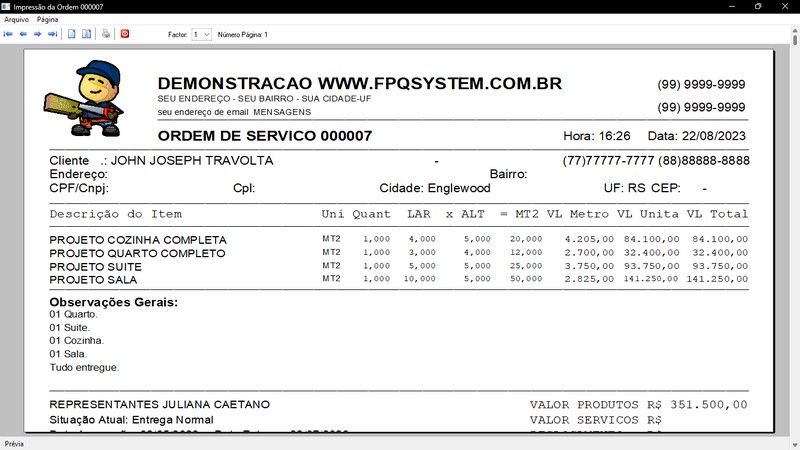 Imagens do Programa Marcenaria v6.9 Plus