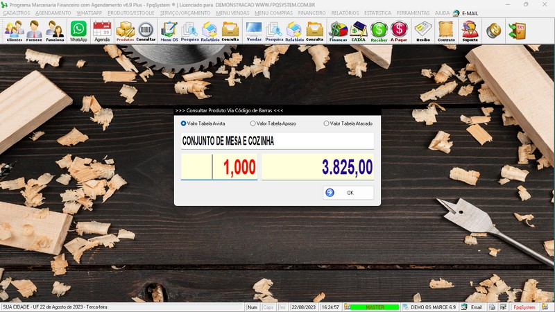Imagens do Programa Marcenaria v6.9 Plus