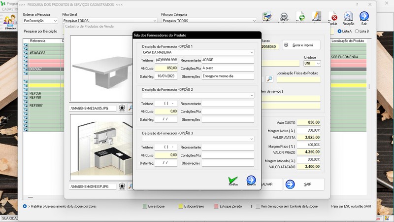 Imagens do Programa Marcenaria v6.9 Plus