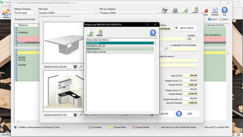 Imagens do Programa Marcenaria v6.9 Plus
