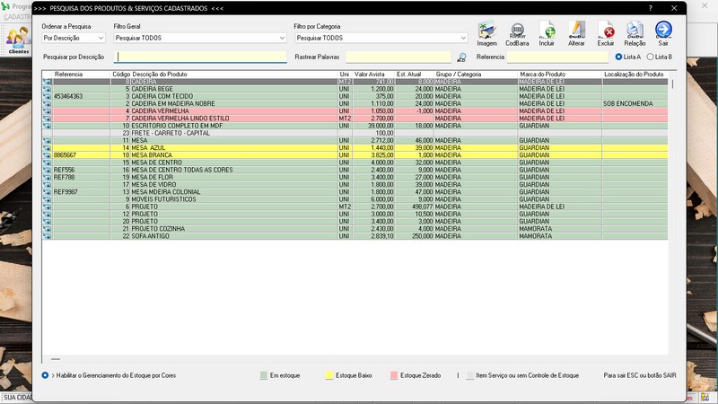 Imagens do Programa Marcenaria v6.9 Plus