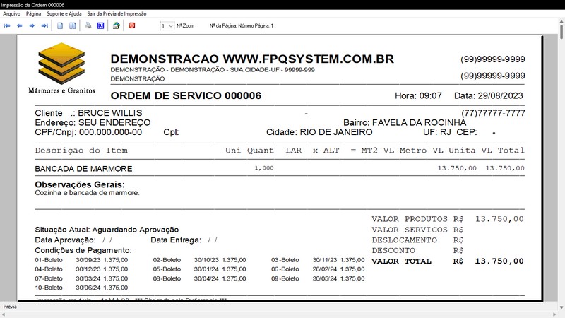 Imagens do Programa Marmoraria v7.8 Plus