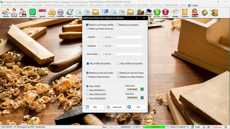 Imagens do Programa Marcenaria v7.9 Plus