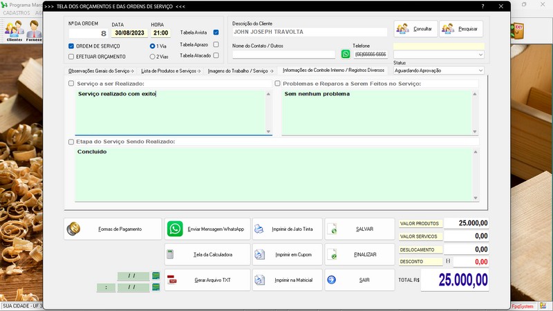 Imagens do Programa Marcenaria v7.9 Plus