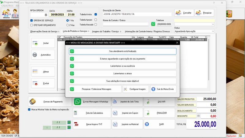 Imagens do Programa Marcenaria v7.9 Plus