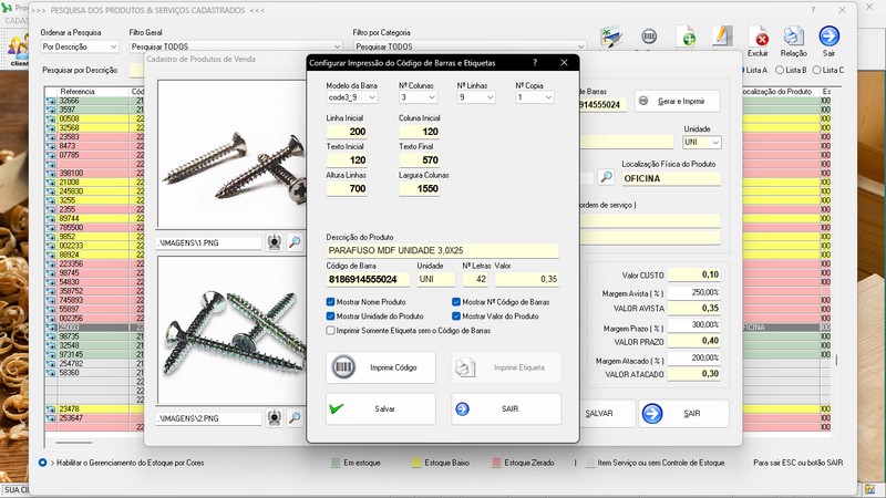 Imagens do Programa Marcenaria v7.9 Plus