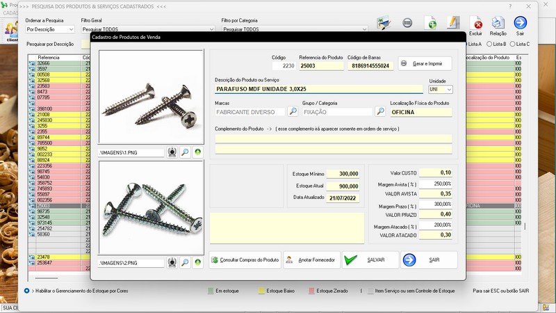 Imagens do Programa Marcenaria v7.9 Plus