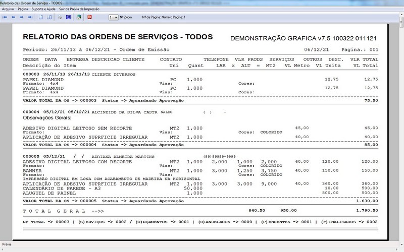 Imagens do Programa Grafica 7.5