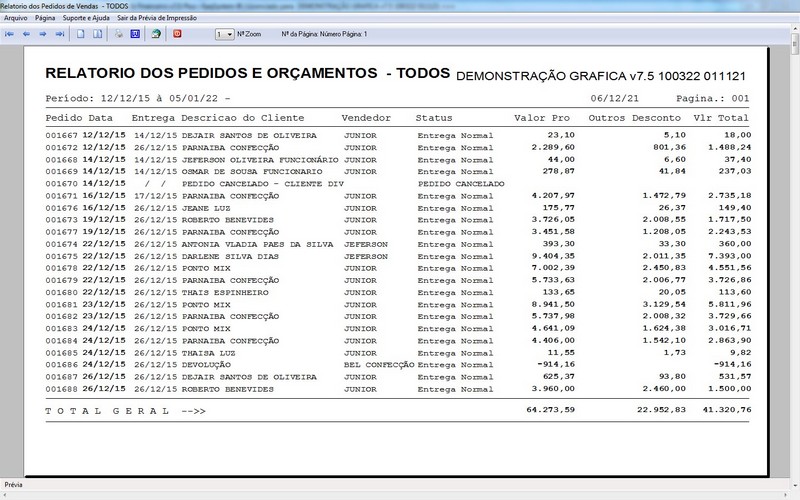 Imagens do Programa Grafica 7.5