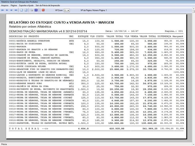 Tela do programa