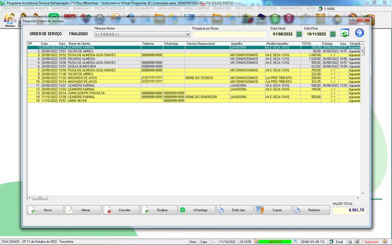 Programa OS Assistncia Tcnica para Refrigerao 7.0 Plus