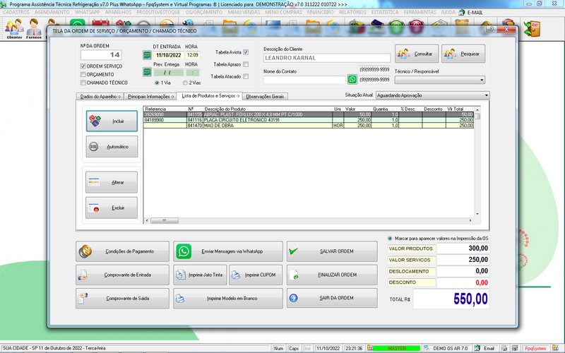 Programa OS Assistncia Tcnica para Refrigerao 7.0 Plus