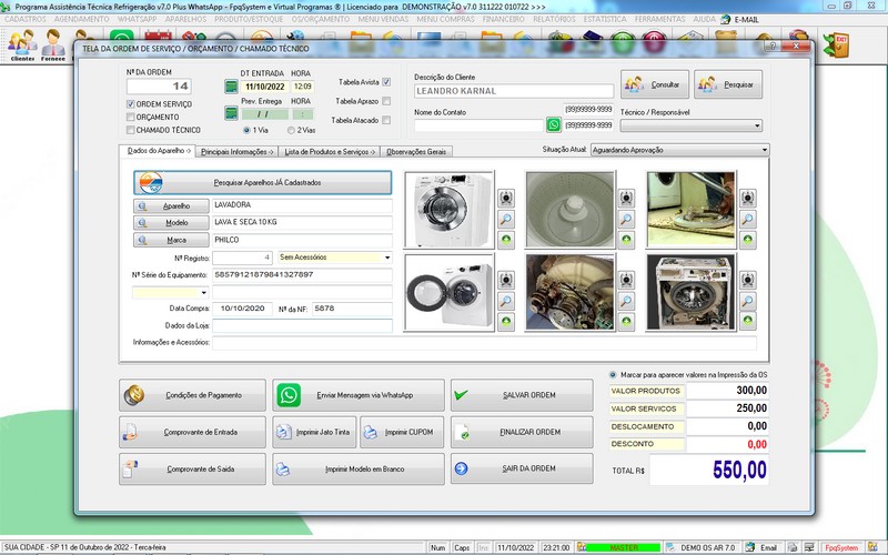 Programa OS Assistncia Tcnica para Refrigerao 7.0 Plus